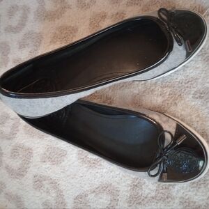 Tory Burch Wool And Patent Leather Flats